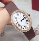 Copy Cartier Baignoire Gold White Dial Diamond Bezel Spun silk Band 25mm Watch